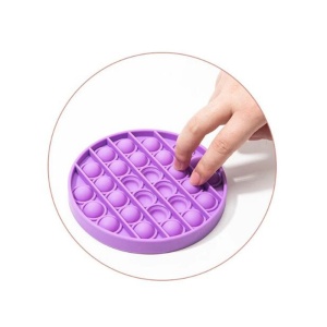 Jucarie antistres din silicon, ASKSA, Pop it now, culoare solida rotunda, violet, 12.5 x 12.5 x 1.5 cm - Img 4