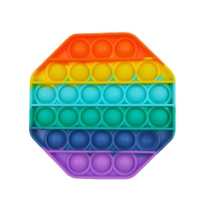 Jucarie Antistres Pop It eOptima® P5, Push Pop Bubble, Silicon, Senzoriala, Forma Octogon, Multicolor