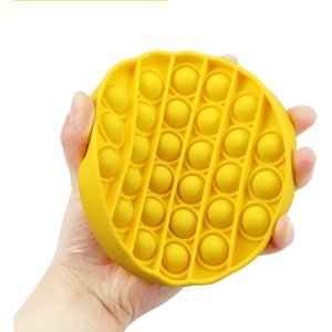 Jucarie senzoriala din silicon , antistres, Pop it , galben, 12 x 12 x 1.5 cm , dimensiune bula 1,5 cm , Picodino® - Img 2