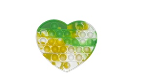 Jucarie senzoriala din silicon, antistres, POP IT! verde, galben, alb - inima KATHODE
