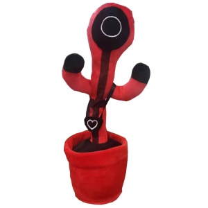 Jucarie Squid Game, Vorbitoare si Dansatoare, Soldatul Cerc, 32 cm, Rosu/Negru, incarcare USB
