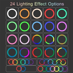 Lampa circulara profesionala RGB, touch control si telecomanda, 3 suporturi pentru telefon, diverse jocuri de lumini, 3 nuante de alb, diametru 45 cm, trepied 210 cm K KATHODE - Img 2