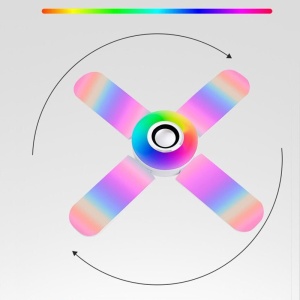 Lampa LED fan blade RGB, fasung E27, boxa incorporata, bluetooth, senzor muzica, telecomanda - Img 7
