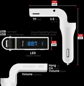 Modulator FM Auto Bluetooth, G7, Alb - Img 3