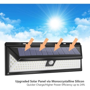 Panou LED, LaiXiaoBei , 118 Led-uri, senzor de miscare, pentru casa, stradal ABS, Negru - Img 4