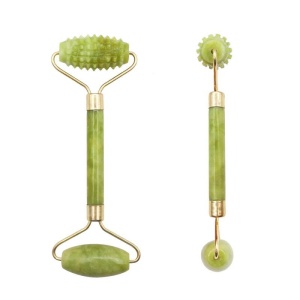 Rola pentru masaj facial din piatra jad, Massage Roller, ADM, Verde