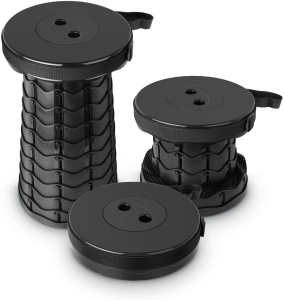 Scaun rotund telescopic, MAKS, extensibil, retractabil, pliant, portabil, pentru outdoor, camping, pescuit, negru - Img 2