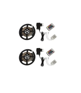 Set 2 benzi LED RGB - rosu, verde, albastru, interior/exterior, joc de lumini, telecomanda, sursa, adaptor incluse, 5m, KATHODE