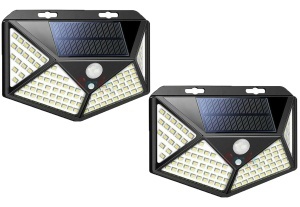 Set 2 lampi cu incarcare solara, senzor de miscare si amurg/lumina, stare de veghe, 3 moduri de iluminare, 114 x LED K KATHODE