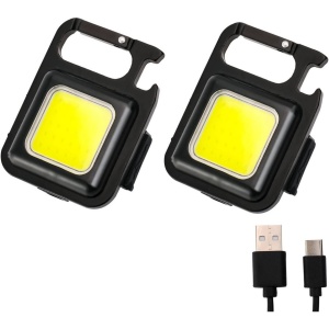 Set 2 lanterne magnetice de buzunar W5310, Tip breloc, LED, 500 lm, 800 mAh, 61x45 mm, Negru