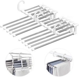 Set 2 umerase haine, Inox, 30 x 21 cm, Argintiu/Alb - Img 2