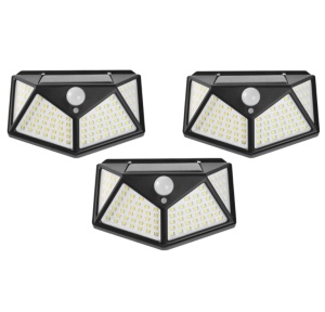 Set 3 lampi cu incarcare solara, cu senzori de amurg, miscare si lumina, 3 trepte de iluminare, 100 x LED, JRH