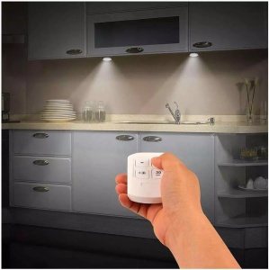 Set 3 lampi LED wireless, control prin telecomanda, 2 trepte de lumina, temporizare 30 min, alimentare cu baterii, Alb, YULMI - Img 8