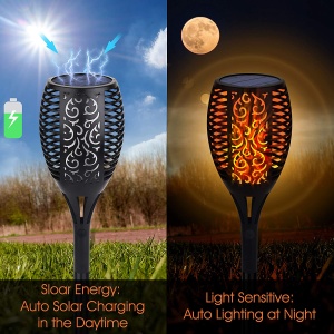 Set 3 x lampa solara de gradina, tip torta, efect de flacara, buton ON/OFF 18-14 K KATHODE - Img 5