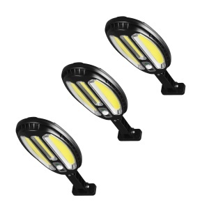 Set 3 x lampa stradala cu incarcare solara, 96 x LED COB, senzor de miscare/amurg/stare de veghe, buton ON/OFF, telecomanda HB-8188A K KATHODE