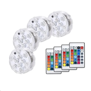 Set 4 becuri led subacvatice pentru piscina, jacuzzi, acvariu, IP68, 16 culori RGB, telecomanda, 4 moduri de iluminare K KATHODE