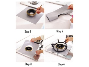 Set 4 Folii de Protectie din Teflon - pentru Plita si Aragaz , Reutilizabile, Gri, 28 x 28 cm - Img 2