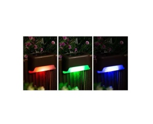 Set 4 lampi cu incarcare solara pentru scari/garduri, lumina de veghe, RGB, senzor de lumina, IP65 K KATHODE - Img 3