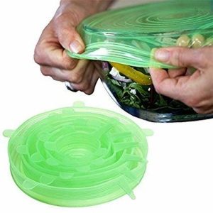 Set 6 bucati capace de silicon, reutilizabile, folosite pentru a pastra prospetimea alimentelor- VERDE - Img 8