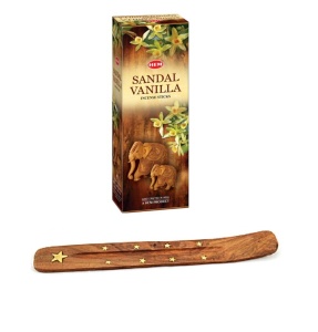 Set betisoare parfumate Hem Sandal Vanilla 1 set x 6 cutii x 20 betisoare si suport lemn