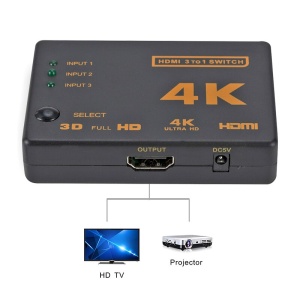 Splitter 4K HDMI, Zola®, 1080p, 3 in 1 switch cu telecomanda, negru - Img 2
