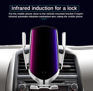 Suport auto cu incarcator wireless, Senzor Inteligent, Fast Charger 10 W, Prindere in grila ventilatie, Silver - Img 2