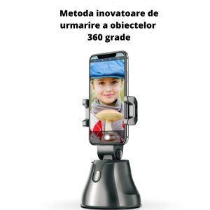 Suport rotativ inteligent pentru telefon, rotire 360°, urmarire automata, detectare fata, pentru vlogging, streaming, negru - Img 2