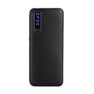 Acumulator extern Profesional, 30000mAh, Fast Charging, Powerbank piele ecologica, negru