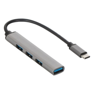 Adaptor HUB, aluminiu 4-in-1, USB Type-C-1ⅹUSB 3.0-3ⅹUSB 2.0, Argintiu