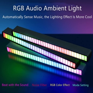 Banda tip lampa LED, activare sunet, aplicatie, RGB, pc gaming, tv, masina, negru, 32 leduri - Img 9