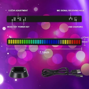 Bara cu leduri RGB, lumina ambientala, sincronizare muzicala, aplicatie, activare sonora, 32 leduri, jocuri de lumini K KATHODE - Img 5
