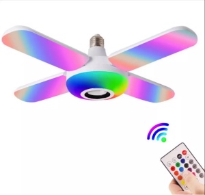 Bec LED, 4 elice, RGB, Boxa incorporata, bluetooth, telecomanda - Img 2