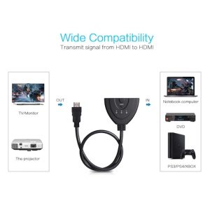 Cablu Splitter switch HDMI cu 3 Porturi, 4K * 2K, 2160P, HUB multi Switcher cu Cablu HDMI, Negru - Img 5