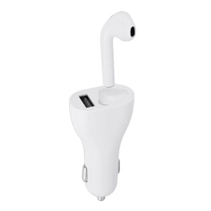 Casca bluetooth 2 in 1 KlaussTech, Incarcare auto, Incarcare rapida, Handsfree, Bluetooth 5.0, Touch control, Alb - Img 2