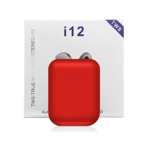 Casti wireless Bluetooth I12 Stereo cu Functie apelare, Control muzica, Cutie incarcare inclusa, Android/ iOS, Rosu - Img 2
