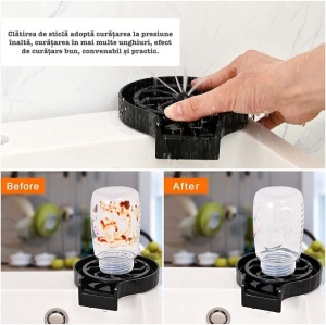 Dispozitiv Pentru Clatire Pahare/Sticle, Salestore.ro®, Spalare Rapida, Fixare Usoara Pe Chiuveta, Material Rezistent, Negru - Img 7