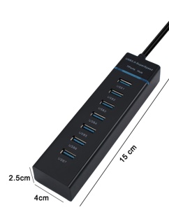 Hub USB 3.0 cu 7 porturi, 5 Gbps, led indicator, cablu 30 cm, negru K KATHODE - Img 2