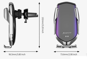 Incarcator Wireless Auto universal, cu Senzor inteligent, suport SMART Fast Charger 10W, clema prindere ventilatie - Img 4