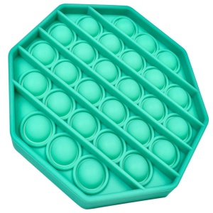 Jucarie antistres din silicon, ASKSA, Pop it now, culoare solida octogon, verde, 13 x 13 x 1.5 cm