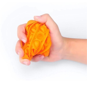 Jucarie antistres din silicon, ASKSA, Pop it now, culoare solida rotunda, portocale, 12.5 x 12.5 x 1.5 cm - Img 3