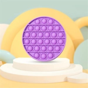 Jucarie antistres din silicon, ASKSA, Pop it now, culoare solida rotunda, violet, 12.5 x 12.5 x 1.5 cm - Img 5