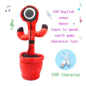 Jucarie Squid Game, Vorbitoare si Dansatoare, Soldatul Cerc, 32 cm, Rosu/Negru, incarcare USB - Img 2