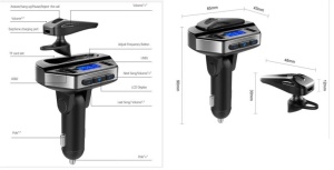 Kit modulator MP3 + Handsfree cu casca bluetooth 12V, 2 x USB, Distanta maxima 10 metri - Img 2