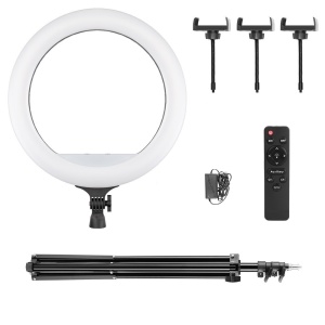 Lampa circulara profesionala, diametru 45 cm, 3 nuante de alb, touch control, telecomanda, 3 suporturi pentru telefon, trepied 210 cm K KATHODE - Img 4