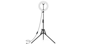 Lampa circulara Ring Light, diametru 26cm/10inch LED, conectare USB, 3 moduri de lumina, 10 trepte reglaj, suport telefon, telecomanda selfie, trepied 210cm inclus