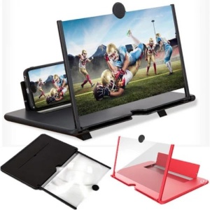 Lupa pliabila pentru telefon cu efect 5d si zoom 4x marire, diagonala de 10 inch, suport telefon universal, Rosu - Img 3