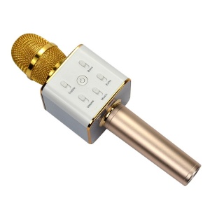 Microfon Karaoke Wireless Q7 cu Bluetooth cu Boxa inclusa, Gold, Kathode - Img 2