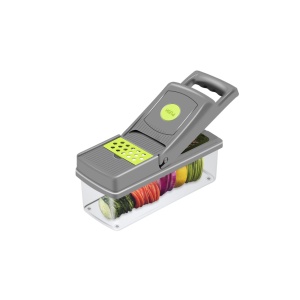 Razatoare Multifunctionala 14 in 1, Veggie Slicer, accesorii interschimbabile, maruntitor, taietor, curatator si separator de ou, material ABS, Gri-Verde