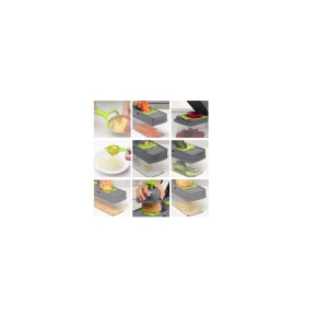 Razatoare Multifunctionala 14 in 1, Veggie Slicer, accesorii interschimbabile, maruntitor, taietor, curatator si separator de ou, material ABS, Gri-Verde - Img 4