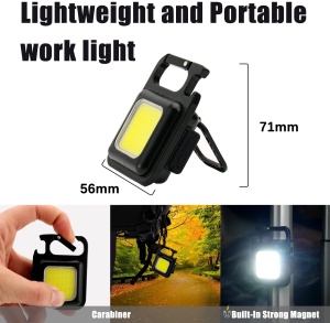 Set 2 lanterne magnetice de buzunar W5310, Tip breloc, LED, 500 lm, 800 mAh, 61x45 mm, Negru - Img 3